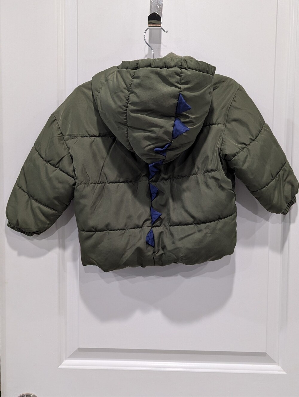 Old Navy Kids Blue Green Dinosaur Dino Spike Puffer Jacket Coat Toddler Boys 2T - Picture 3 of 5